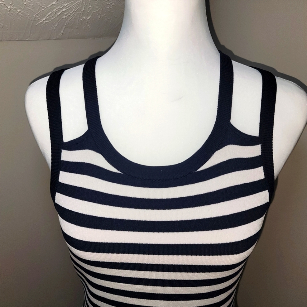 MICHAEL by Michael Kors Navy Striped Dress - Size Medium - Picture 3 of 7